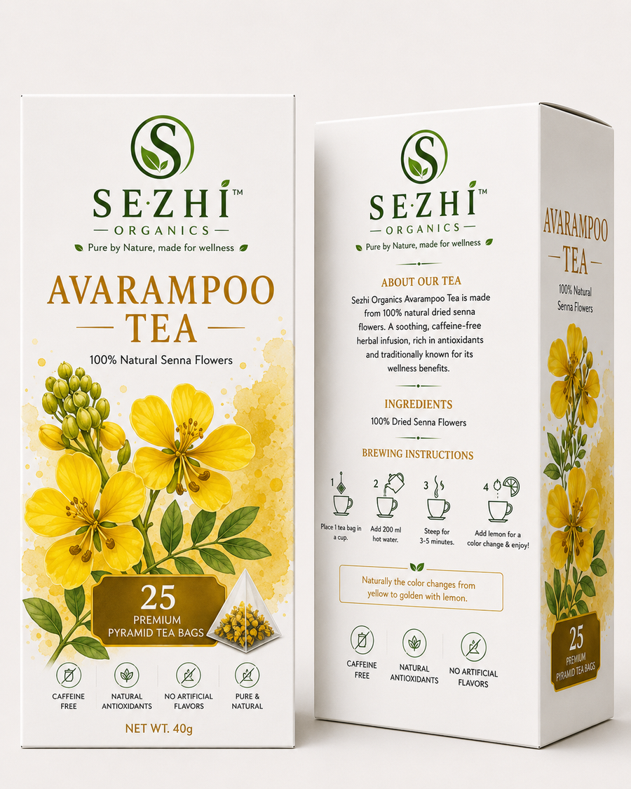 Sezhi Organics Avarampoo Herbal Tea | 100% Natural Dried Avarampoo Flowers